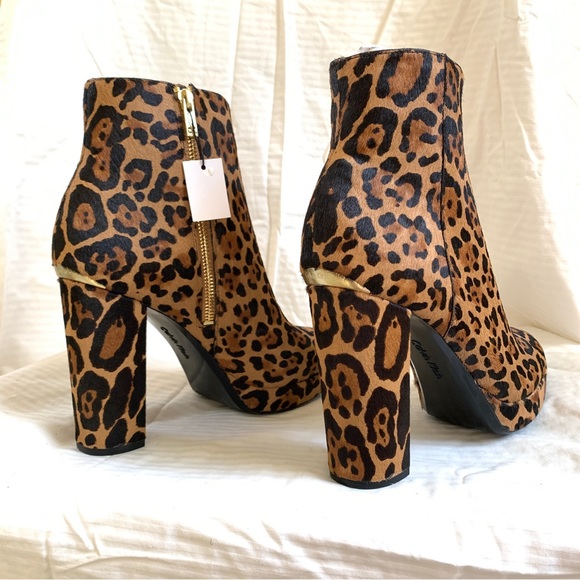Calvin Klein MARTHA WINTER LEOPARD Calf Hair Platform Booties 8.5 M NWT - Picture 4 of 16